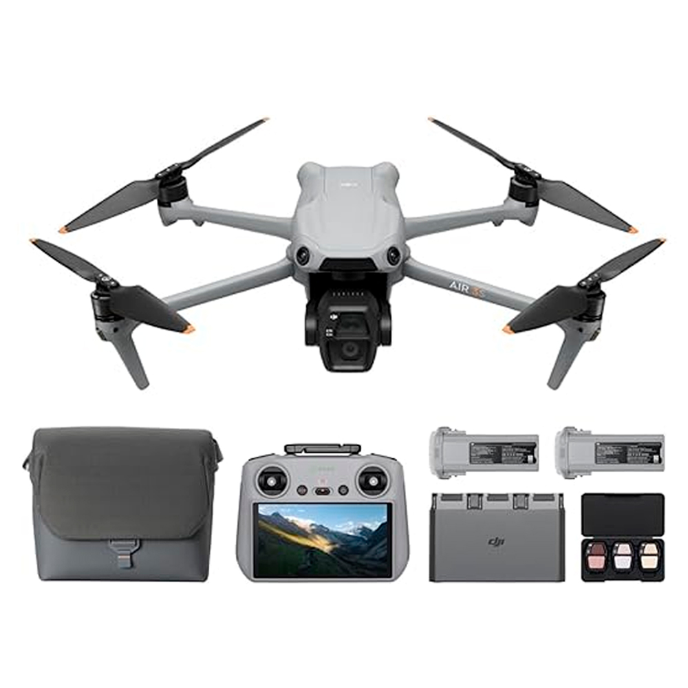 Drone DJI Air 3S Combo Vuela Mas (Control Remoto DJI RC 2) Gran Angular con CMOS 1 y Telecamara Media, 4K/60 fps Deteccion de Obstaculos Omnidireccional