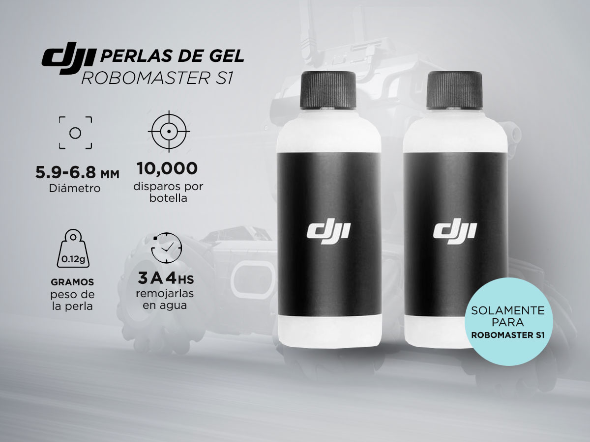 Pack x2 Perlas De Gel DJI RoboMaster S1 Municion Original Gel Beads 10000 Disparos Por Botella Diametro 59 A 68 mm - Imagen 2
