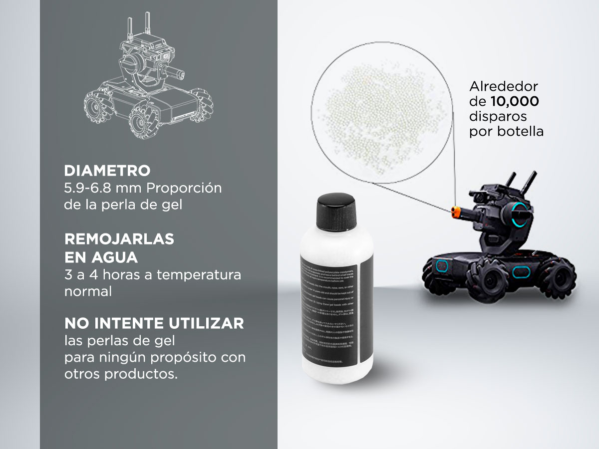 Pack x2 Perlas De Gel DJI RoboMaster S1 Municion Original Gel Beads 10000 Disparos Por Botella Diametro 59 A 68 mm - Imagen 4