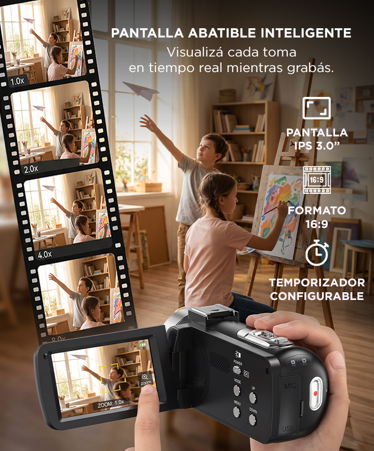 Cámara Filmadora 4K Gadnic Con Micrófono Y Estabilizador DISPONIBLE EN 68 DIAS - Imagen 4