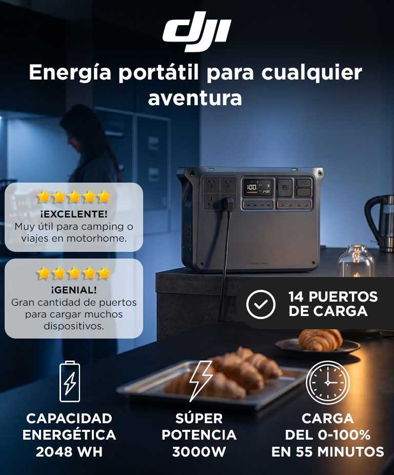 Estacion De Energia DJI Power 2000 2048Wh 3000W LiFePO4 Carga Rapida Multipuerto - Imagen 2