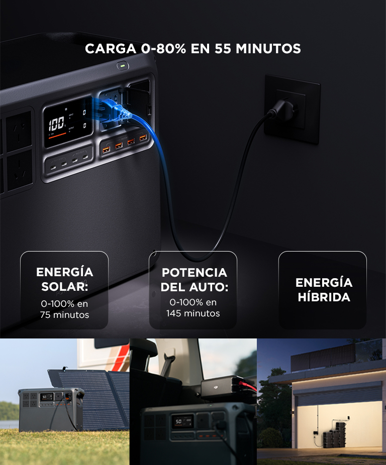 Estacion De Energia DJI Power 2000 2048Wh 3000W LiFePO4 Carga Rapida Multipuerto - Imagen 3