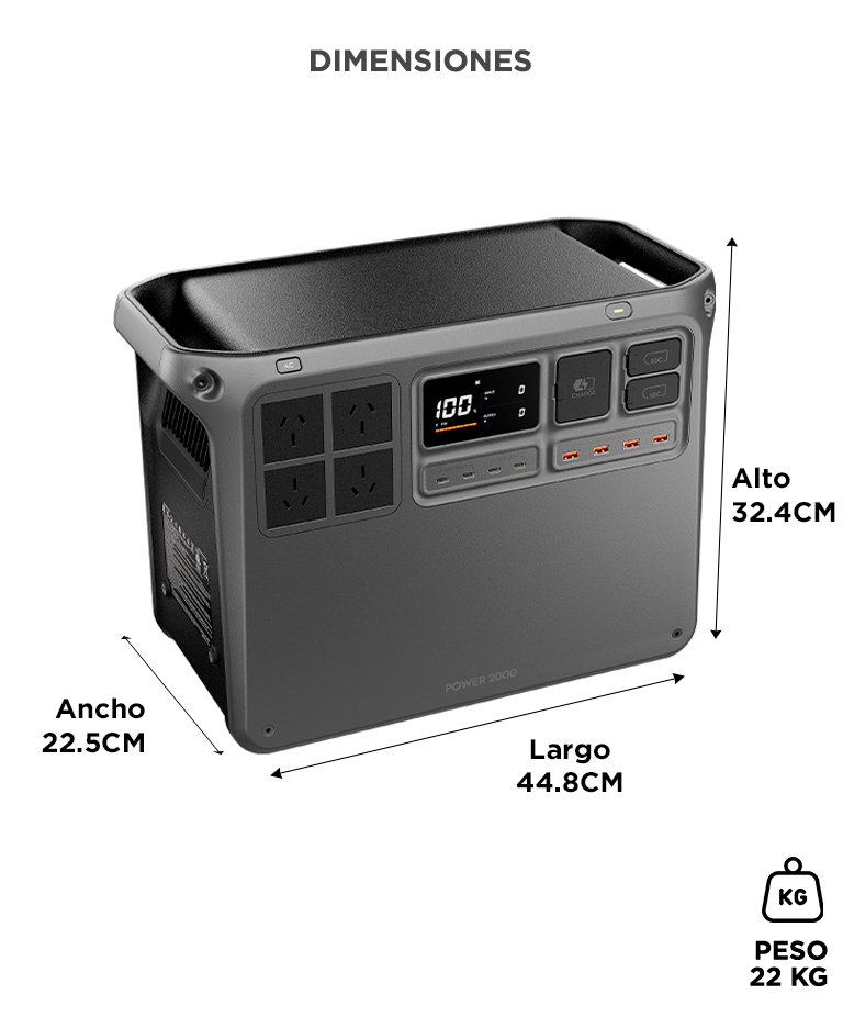 Estacion De Energia DJI Power 2000 2048Wh 3000W LiFePO4 Carga Rapida Multipuerto - Imagen 6