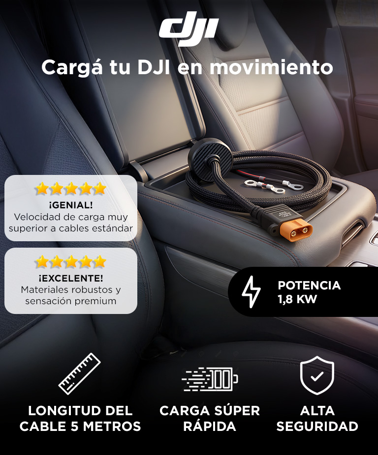 Cable De Carga Para Auto DJI Power 1800W 45A Largo 5 Metros Carga Desde Bateria Vehicular Con Fusible 60A - Imagen 2