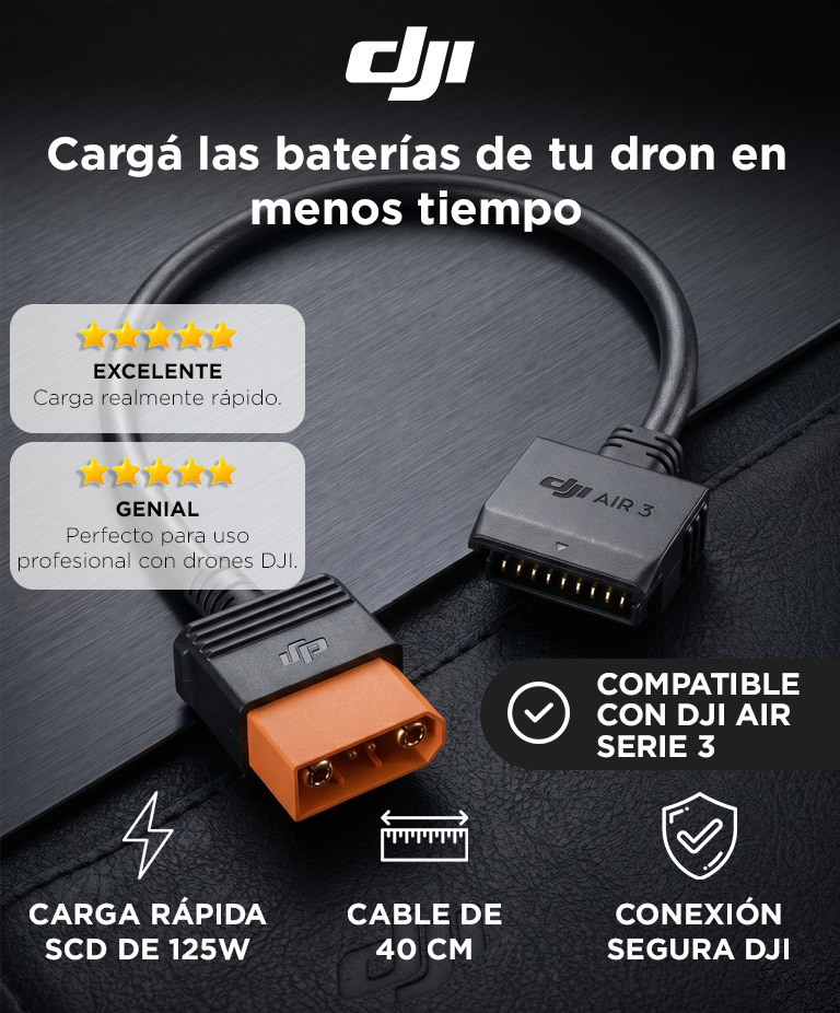 Cable De Carga Rapida DJI Power SDC A Air Serie 3 125W Compatible DJI Air 3 Air 3S DJI Power 500 1000 2000 - Imagen 2
