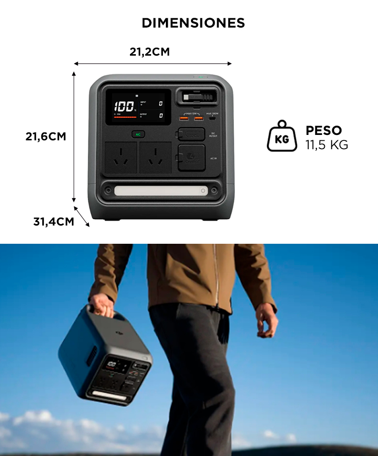 Estacion De Energia Dji Power 1000 Mini 1008wh 1000w Carga Rapida Ups App Bateria Lfp - Imagen 6