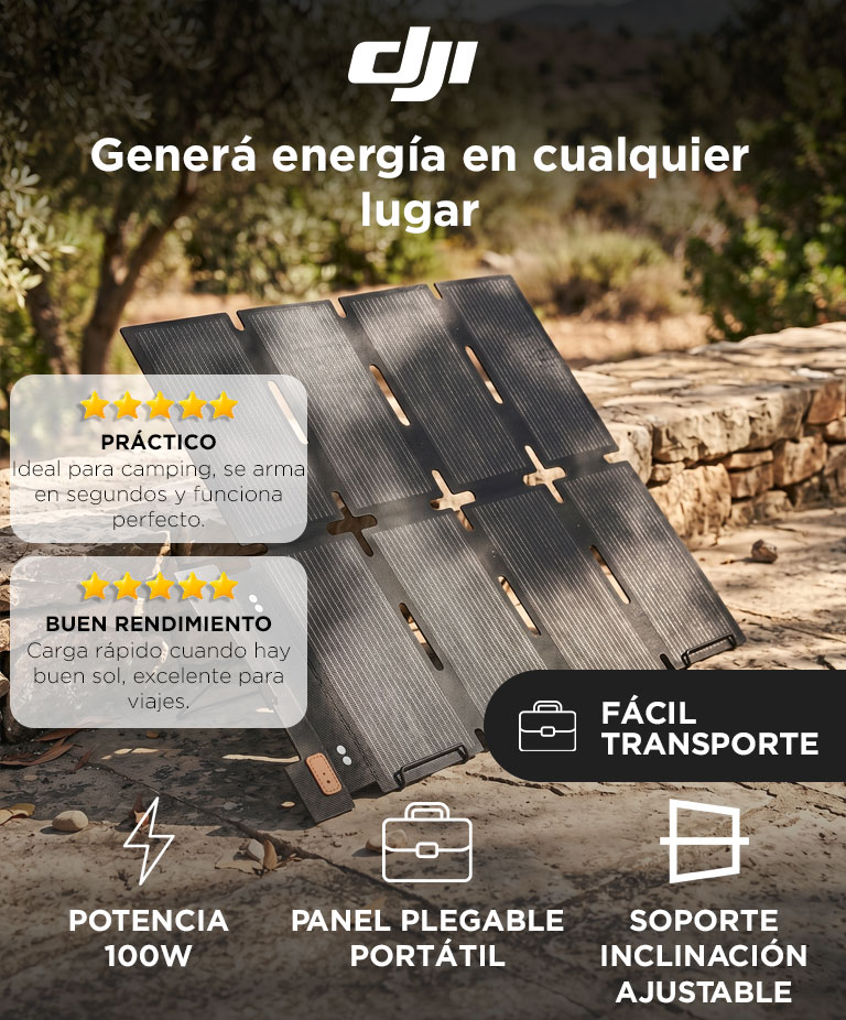 Panel Solar Portatil DJI ICBCPower 100W Plegable Con Soporte Ajustable Manija Integrada Para Uso Exterior - Imagen 2