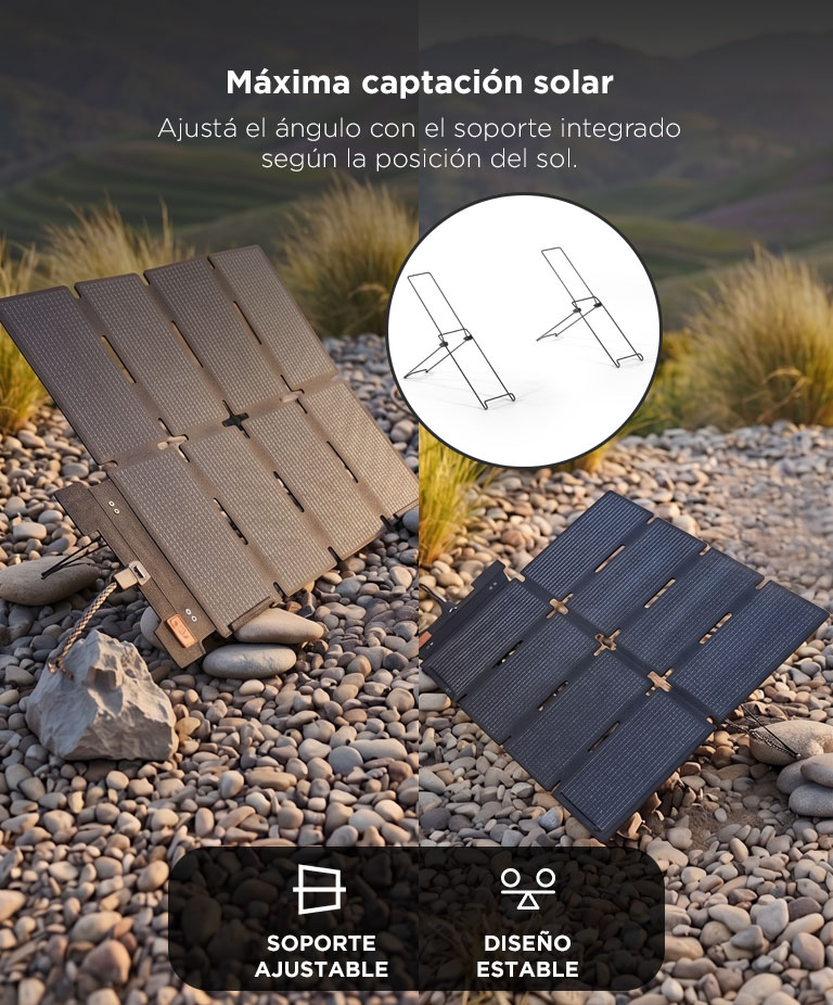 Panel Solar Portatil DJI ICBCPower 100W Plegable Con Soporte Ajustable Manija Integrada Para Uso Exterior - Imagen 4