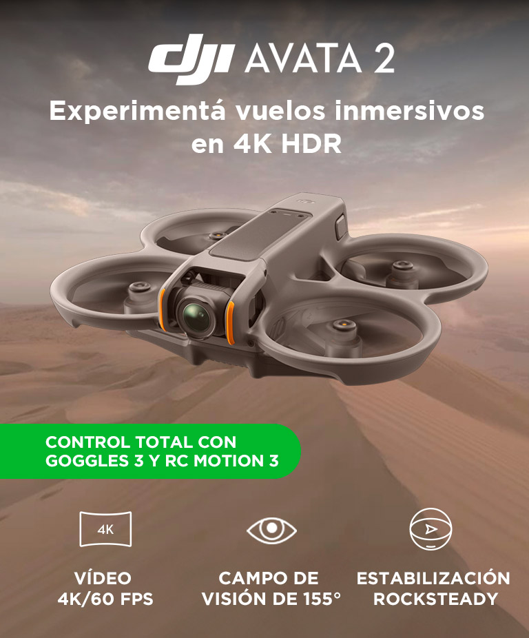 Drone DJI Avata 2 Combo Vuela Mas DJI Goggles 3 DJI RC Motion 3 GPS Galileo BeiDou Altitud 5000 Metros - Imagen 2