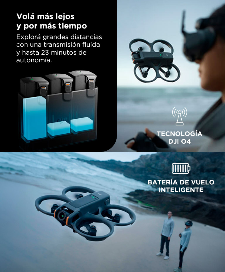 Drone DJI Avata 2 Combo Vuela Mas DJI Goggles 3 DJI RC Motion 3 GPS Galileo BeiDou Altitud 5000 Metros - Imagen 3