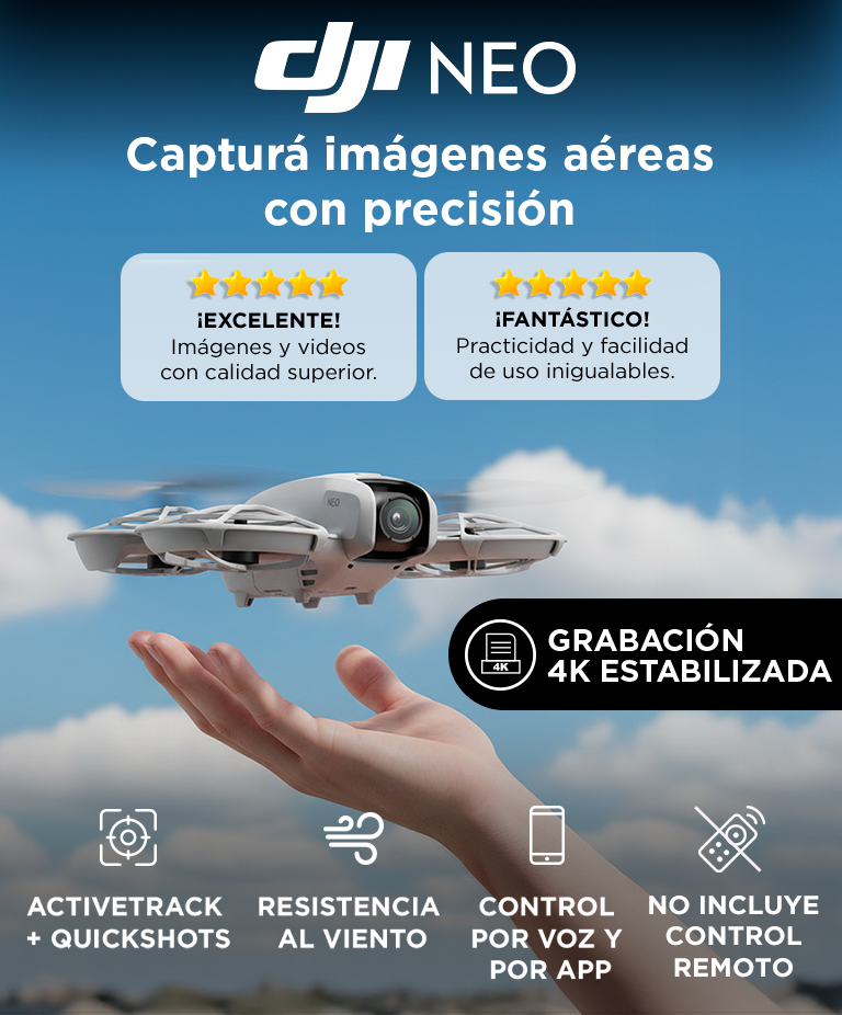 Drone DJI Neo 4K Sensor 1.2 Pulgada GPS Estabilizacion Eje Unico 18 Min Vuelo 7km Transmision O4 - Imagen 2
