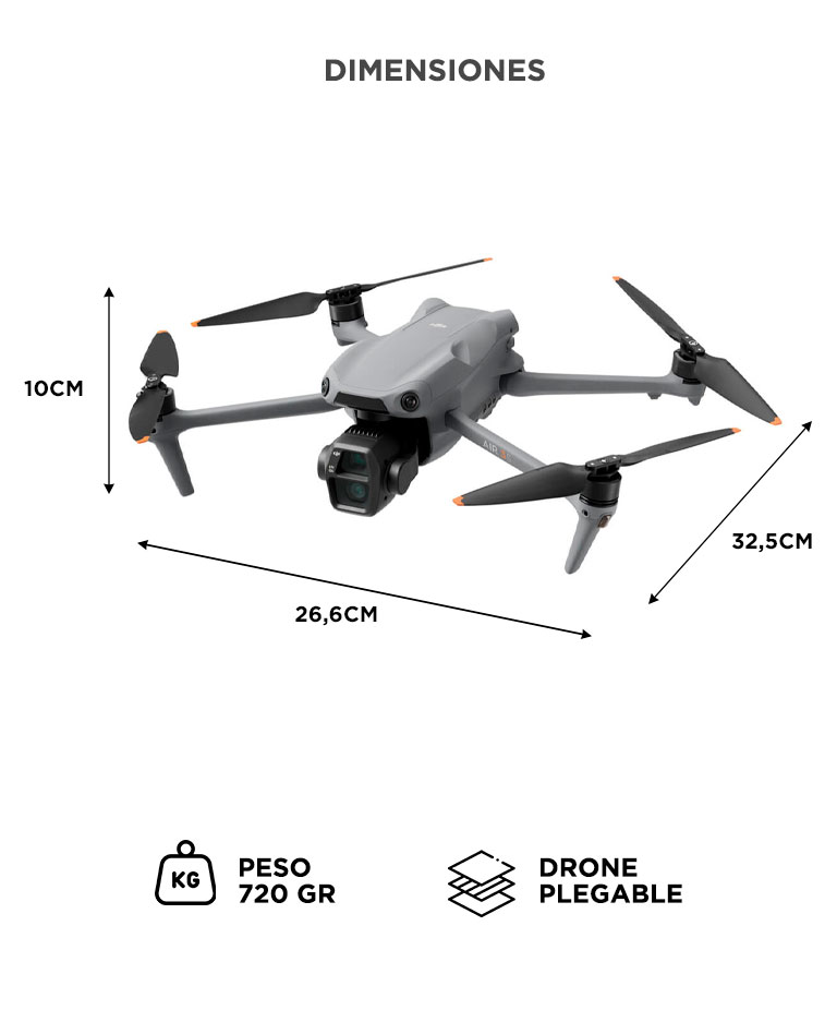 Drone DJI Air 3S Combo Vuela Mas (Control Remoto DJI RC 2) Gran Angular con CMOS 1 y Telecamara Media, 4K/60 fps Deteccion de Obstaculos Omnidireccional - Imagen 6