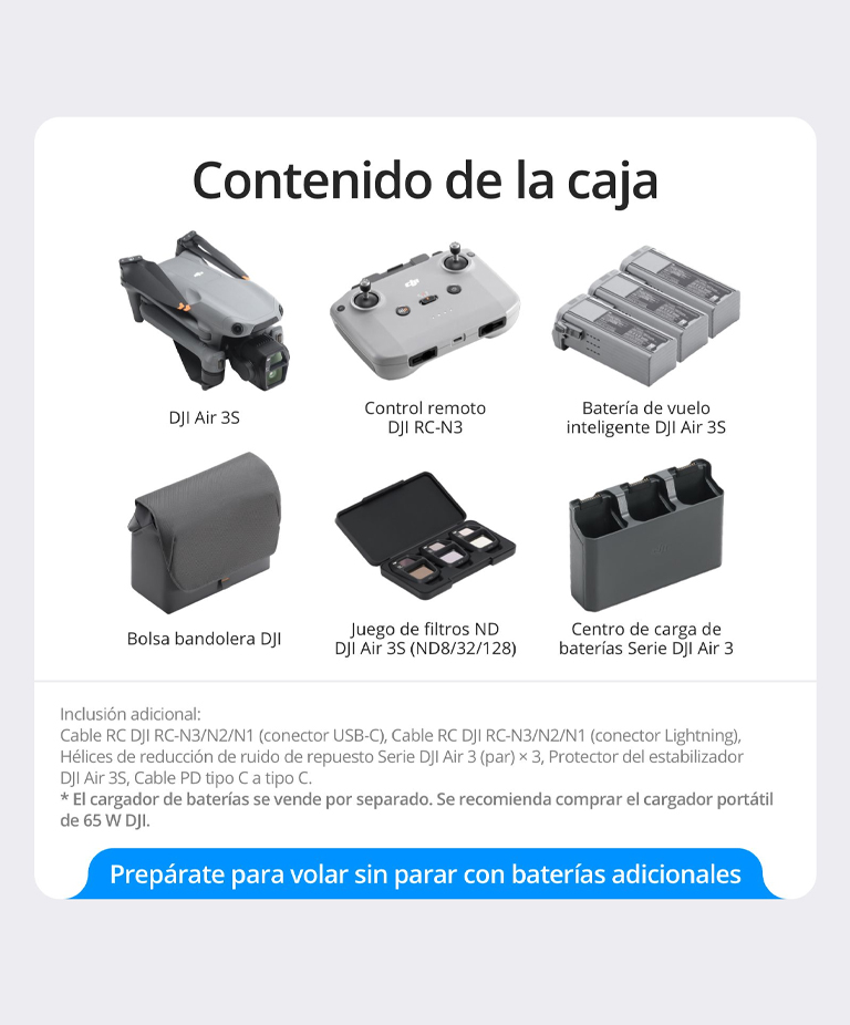 Drone DJI Air 3S Combo Vuela Mas (Control Remoto DJI RC-N3) HDR 4K 3 Baterias Dron con Gran Angular CMOS 1 y Telecamara Media, Video 4K/60 fps HDR, Deteccion de Obstaculos Omnidireccional en Escenas Nocturnas - Imagen 7