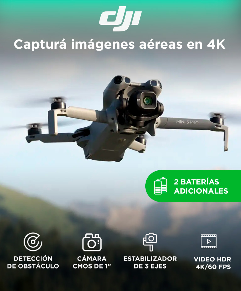 Drone DJI Mini 5 Pro Combo Vuela Mas Control Remoto RC-N3, Camara 50 MP, Video 4K, Sensor CMOS De 1”, Estabilizacion De 3 Ejes - Imagen 2