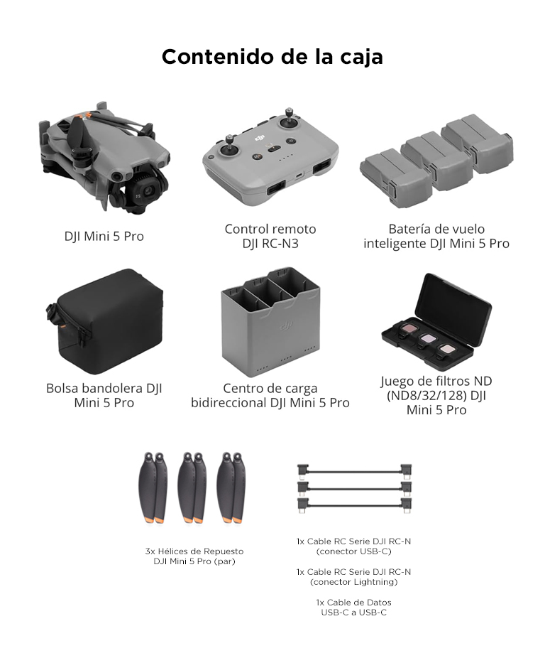 Drone DJI Mini 5 Pro Combo Vuela Mas Control Remoto RC-N3, Camara 50 MP, Video 4K, Sensor CMOS De 1”, Estabilizacion De 3 Ejes - Imagen 7
