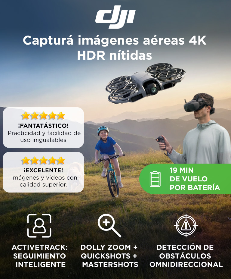 Drone DJI Neo 2 Combo Goggles N3 Motion 3 Sensor CMOS 1.2 Pulgadas 49 GB GPS Galileo BeiDou 7 km Vuelo 19 Min 160 g - Imagen 2