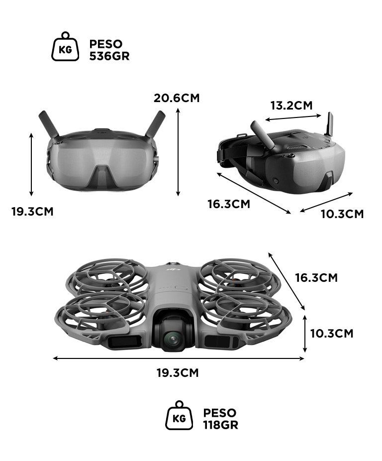 Drone DJI Neo 2 Combo Goggles N3 Motion 3 Sensor CMOS 1.2 Pulgadas 49 GB GPS Galileo BeiDou 7 km Vuelo 19 Min 160 g - Imagen 6