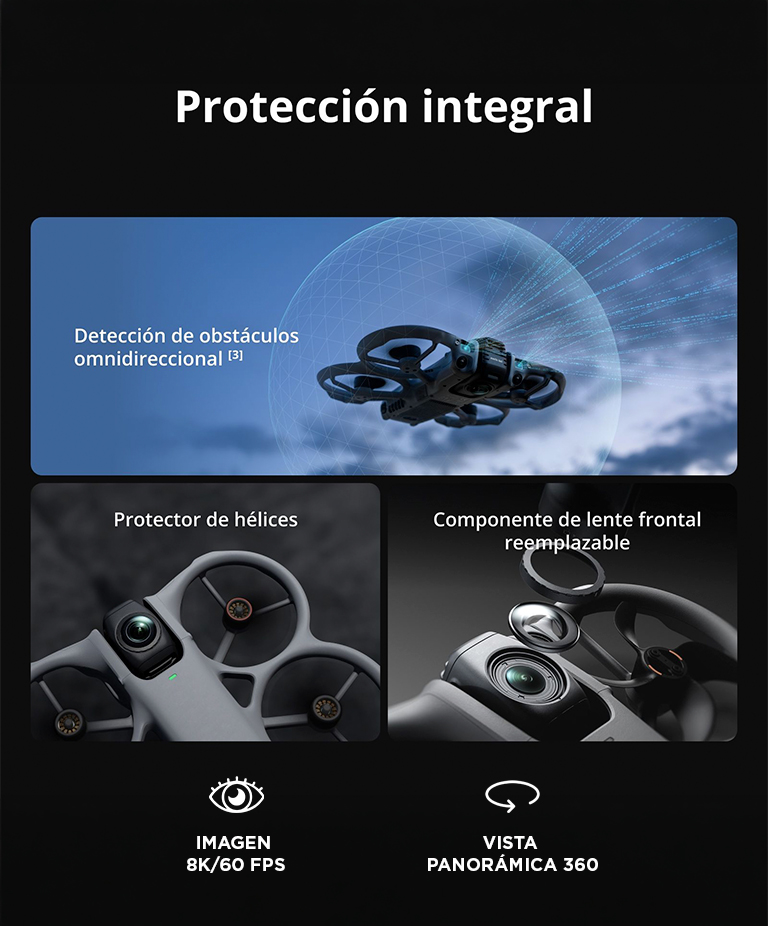 Drone DJI Avata 360 (Control Remoto DJI RC 2), Imagen 360° de 1, 8K para FPV y Filmacion Aerea, Protector de Helices - Imagen 3