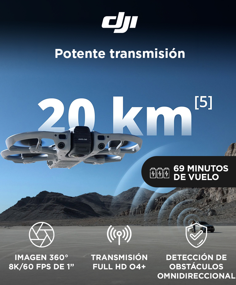 Drone DJI Avata 360 Combo Vuela Mas (Control Remoto DJI RC 2 + 3 Baterias de Vuelo Inteligente), Imagen 360° de 1, 8K para FPV y Filmacion Aerea, Protector de Helices, Tiempo de Vuelo Extendido - Imagen 2
