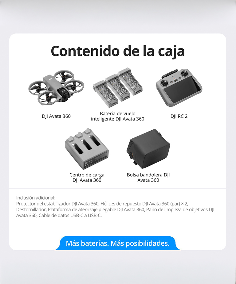 Drone DJI Avata 360 Combo Vuela Mas (Control Remoto DJI RC 2 + 3 Baterias de Vuelo Inteligente), Imagen 360° de 1, 8K para FPV y Filmacion Aerea, Protector de Helices, Tiempo de Vuelo Extendido - Imagen 7
