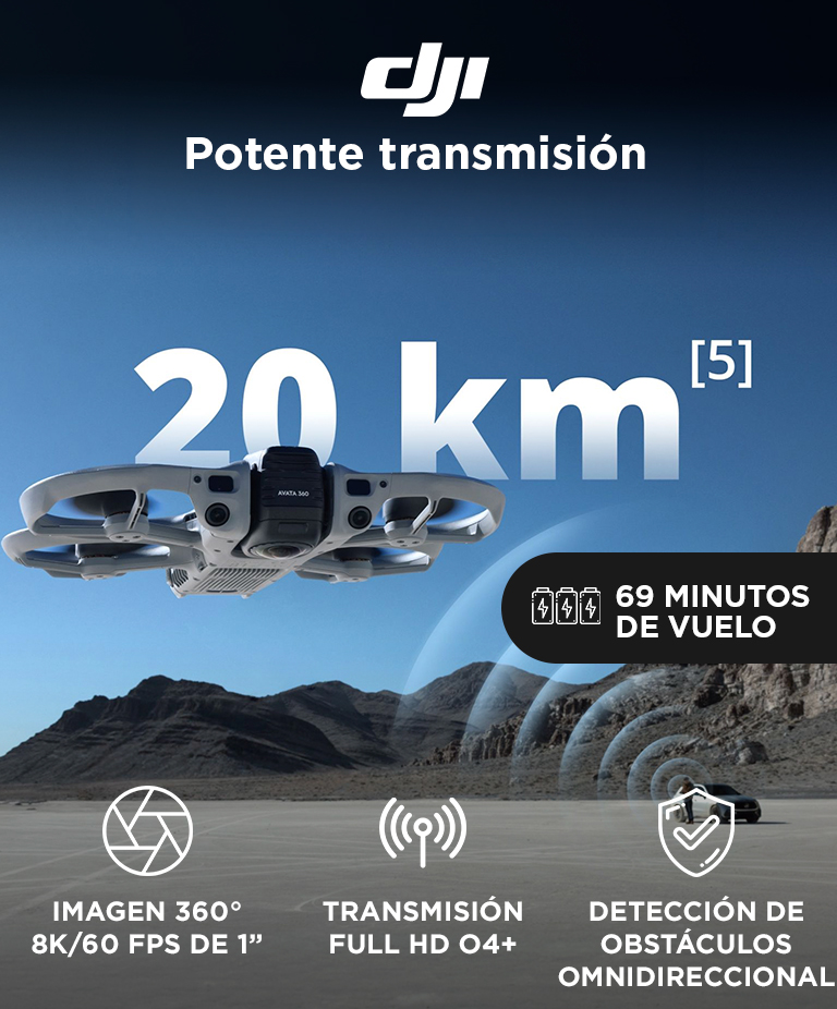 Drone DJI Avata 360 Combo Vuela Mas Motion (DJI RC Motion 3 + DJI Goggles N3 + 3 Baterias de Vuelo Inteligente), Imagen 360° de 1, 8K para FPV y Filmacion Aerea, Protector de Helices, Tiempo de Vuelo Extendido - Imagen 2