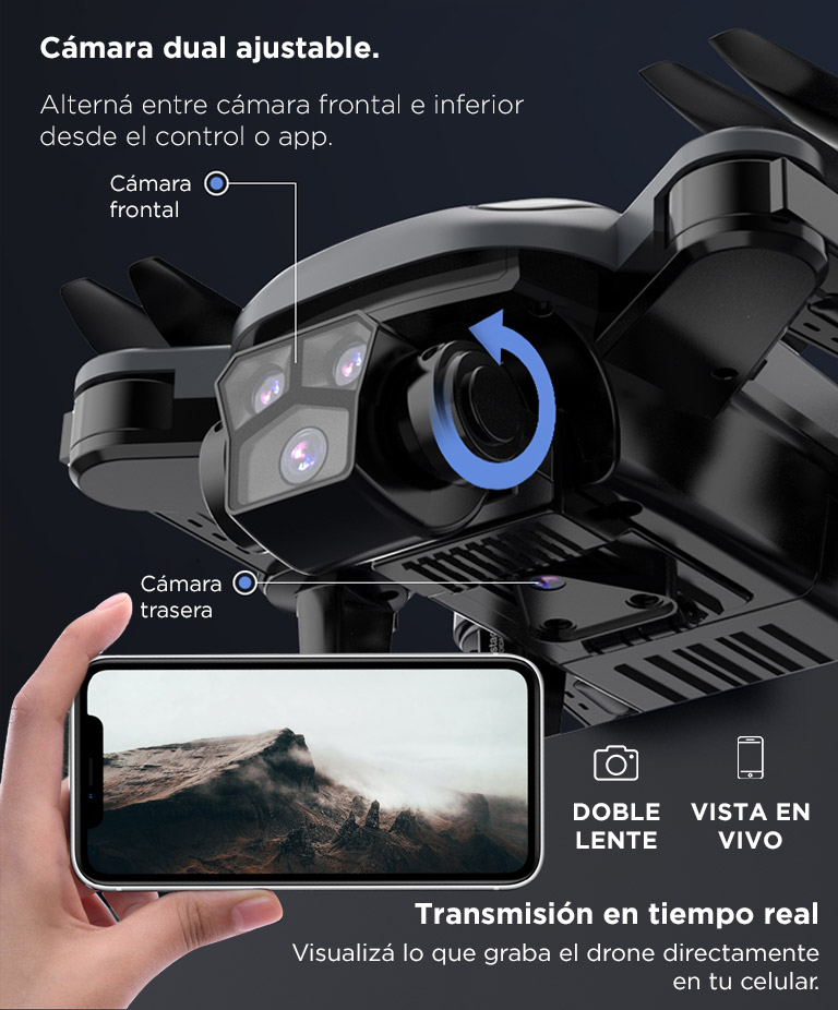 Dron Gadnic Sin Escobillas 4K Gps Alcance 1 Km Doble Camara Wifi 5G - Imagen 4
