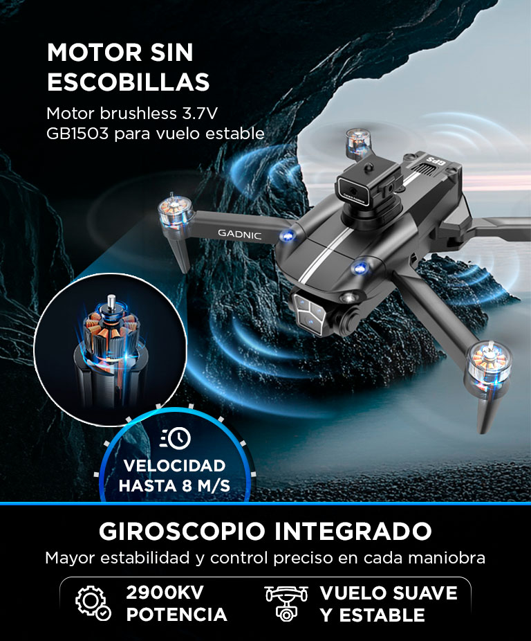 Drone GADNIC Aeroview 4K Pantalla 45 GPS Control Remoto Camara Dual - Imagen 3