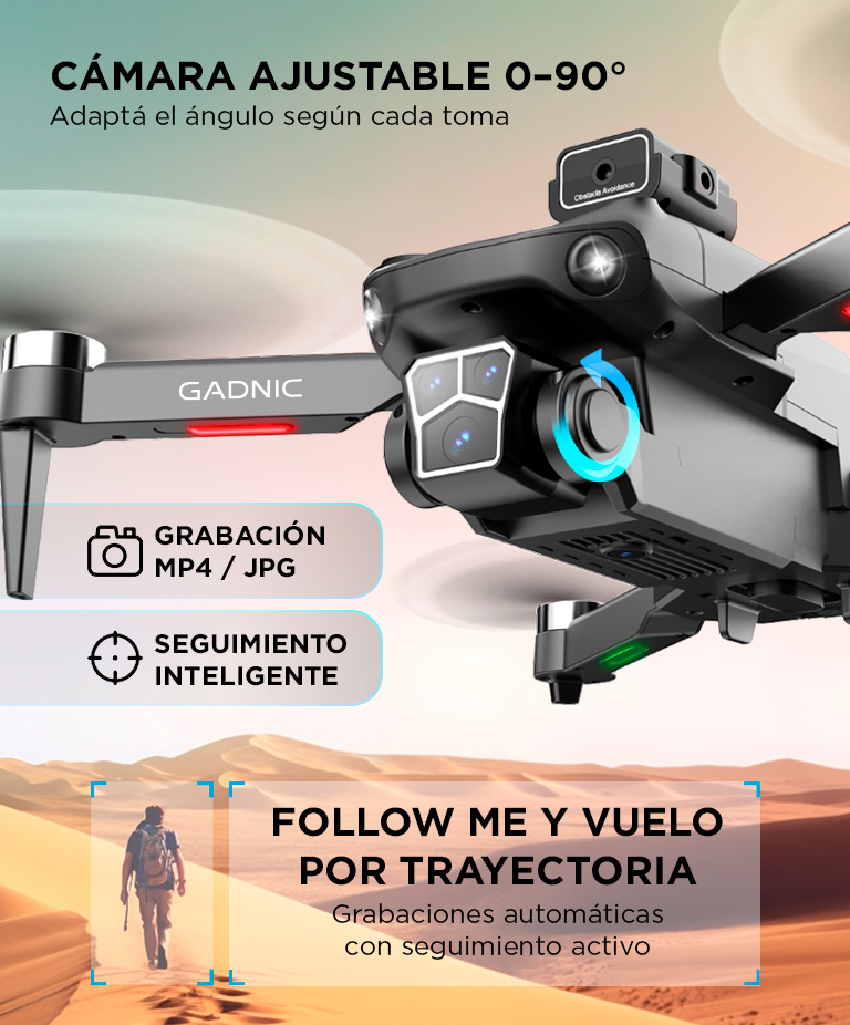Drone GADNIC Aeroview 4K Pantalla 45 GPS Control Remoto Camara Dual - Imagen 5