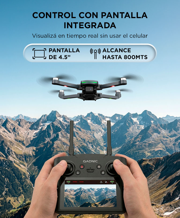 Drone Gadnic Airtrack Pro Control Remoto GPS 800m Pantalla 4.5 Retorno Automatico - Imagen 3