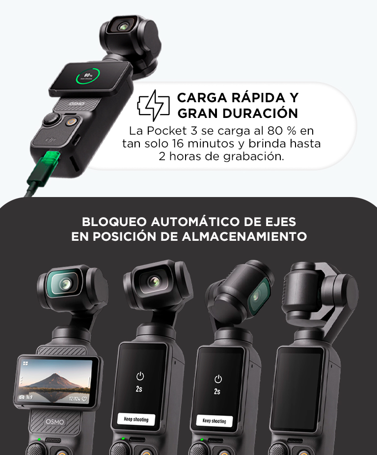 Camara De Video DJI Osmo Pocket 3 Combo Estandar CMOS 1, Video 4K120 fps, Estabilizacion En 3 Ejes, Enfoque Rapido, Seguimiento De Caras/Objetivos, Pantalla Tactil Giratoria De 2 - Imagen 5