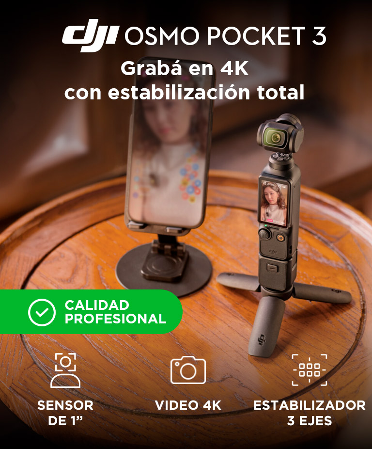Camara De Video DJI Osmo Pocket 3 Combo Para Creadores CMOS 1, Video 4K120 fps, Estabilizacion En 3 Ejes, Enfoque Rapido, Seguimiento De Caras/Objetivos, Incluye Microfono - Imagen 2