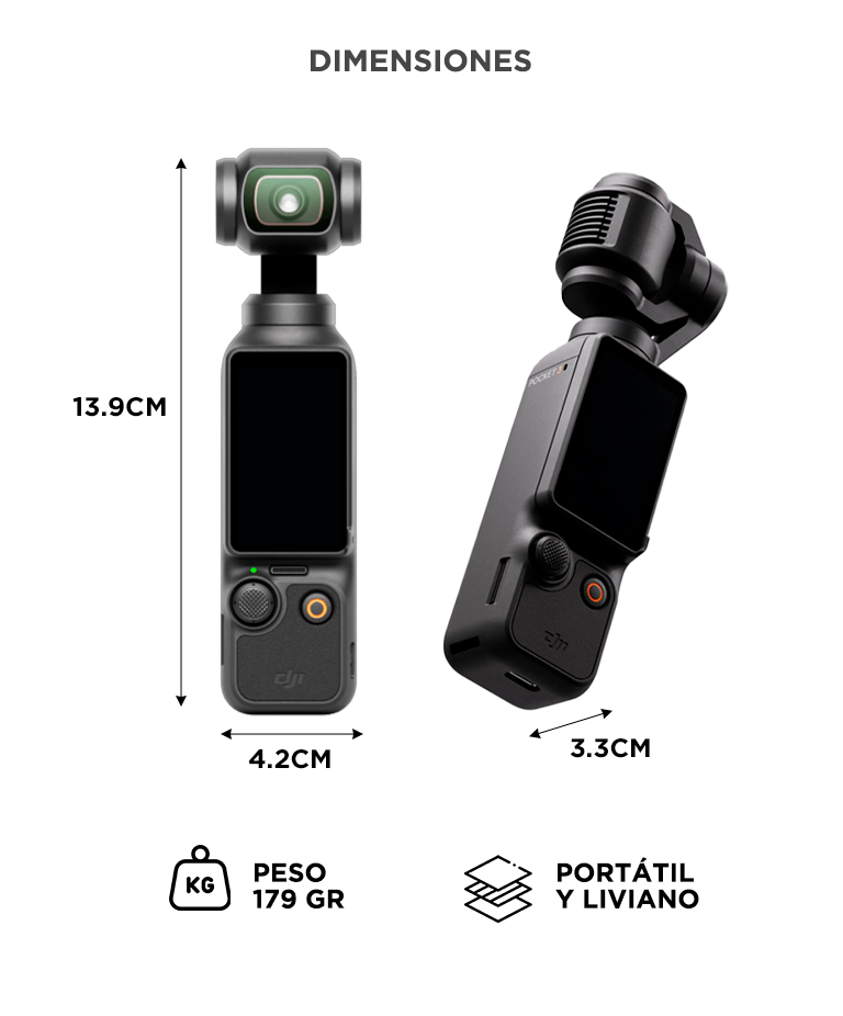Camara De Video DJI Osmo Pocket 3 Combo Para Creadores CMOS 1, Video 4K120 fps, Estabilizacion En 3 Ejes, Enfoque Rapido, Seguimiento De Caras/Objetivos, Incluye Microfono - Imagen 6