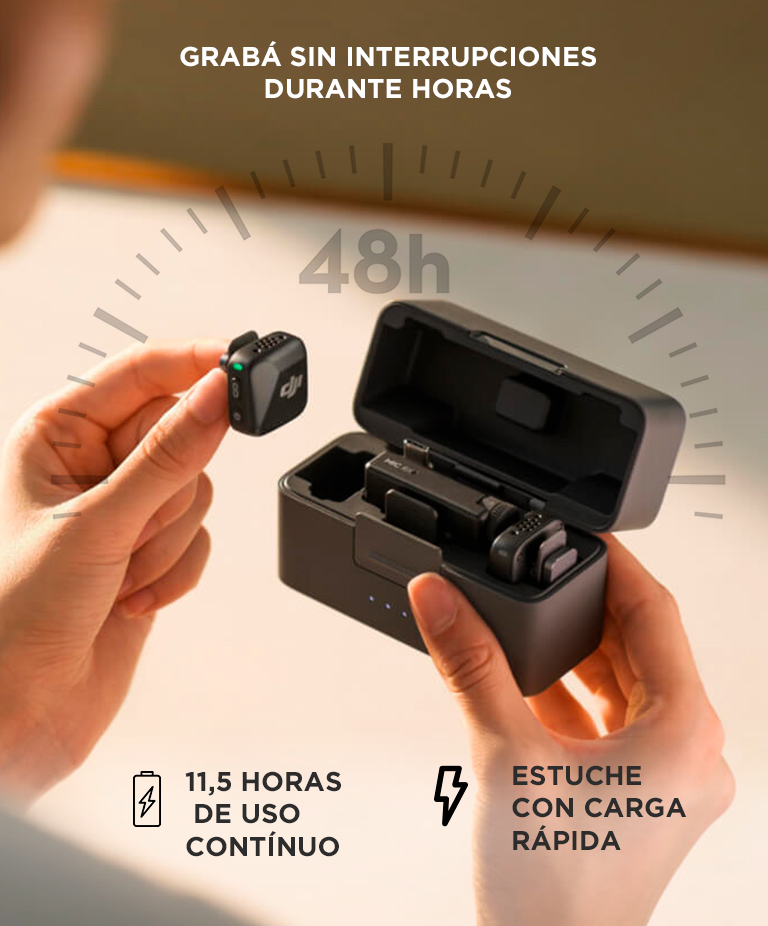 Microfono Inalambrico DJI Mic Mini 2 TX 1 RX Estuche De Carga - Imagen 3