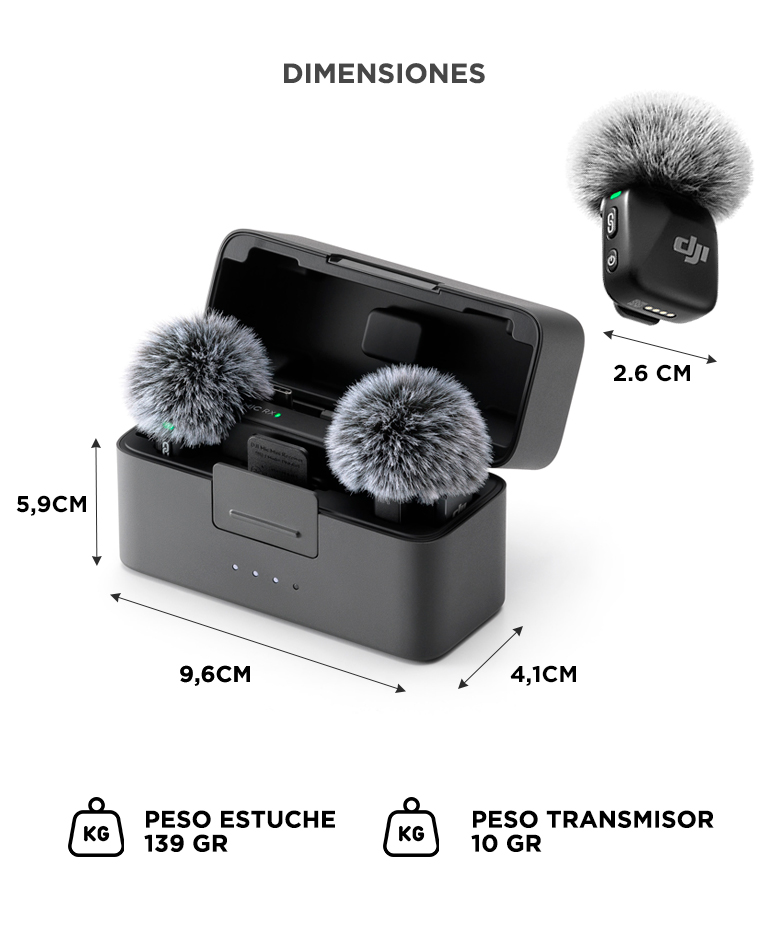 Microfono Inalambrico DJI Mic Mini 2 TX 1 RX Estuche De Carga - Imagen 6