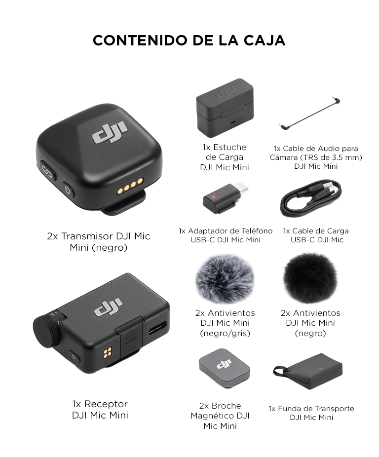 Microfono Inalambrico DJI Mic Mini 2 TX 1 RX Estuche De Carga - Imagen 7