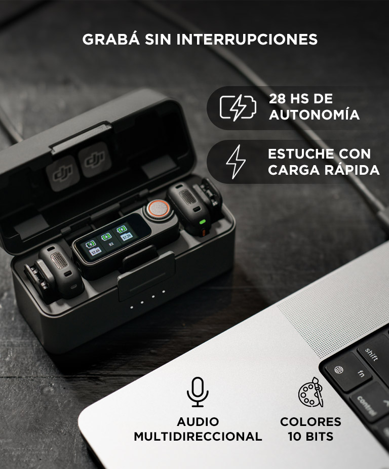 Microfono Inalambrico DJI Mic 3 Sistema Doble TX RX Grabacion Interna 32 Bit Float 400 m Estuche De Carga - Imagen 5