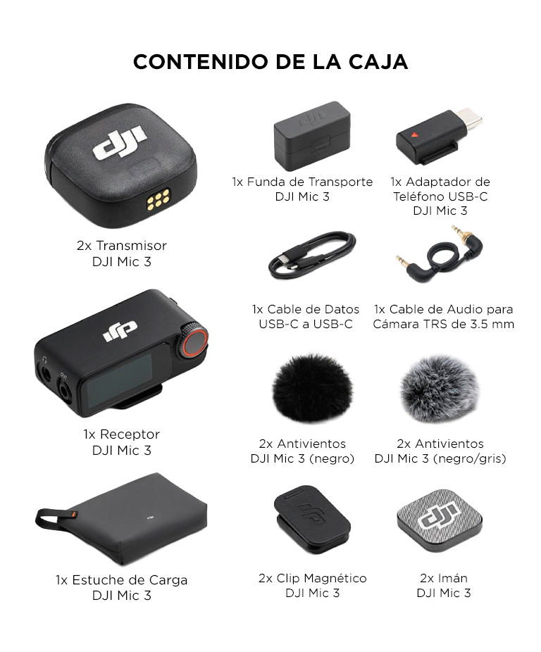 Microfono Inalambrico DJI Mic 3 Sistema Doble TX RX Grabacion Interna 32 Bit Float 400 m Estuche De Carga - Imagen 7
