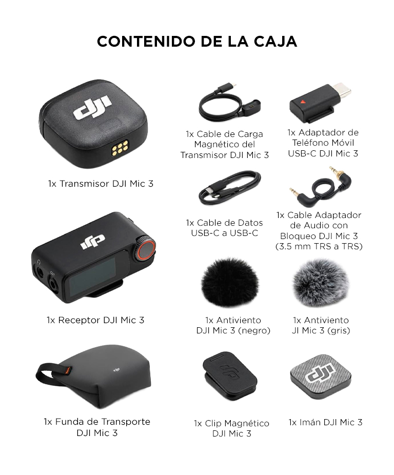 Microfono Inalambrico DJI Mic 3 1 TX 1 RX Alcance 400 Metros Bluetooth 5.4 Audio Omnidireccional - Imagen 7