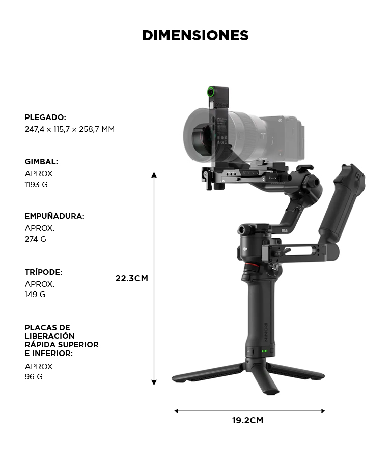 Estabilizador DJI RS 5 Combo Profesional 3 Ejes Carga 3 kg Seguimiento Inteligente Autonomia 14 Horas Pantalla Tactil - Imagen 6