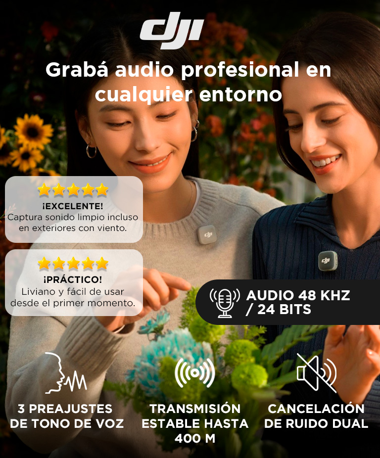Microfono Inalambrico DJI Mic Mini 2 Transmisor Bluetooth 53 Autonomia 115 Horas Bateria 114mAh Ultraliviano 11g - Imagen 2
