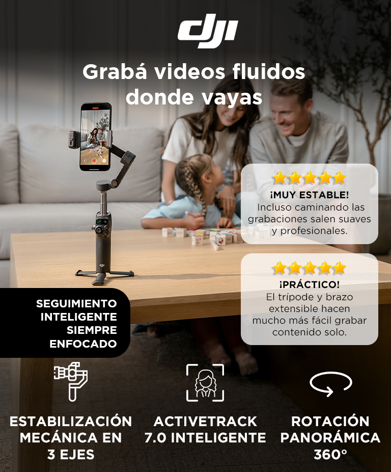Estabilizador DJI Osmo Mobile 8 Bluetooth 5.3 Varilla De Extension Integrada Tripode Incorporado - Imagen 2