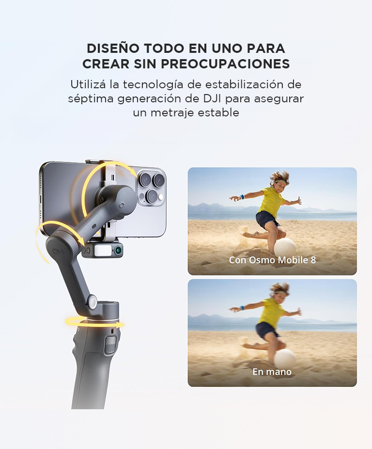 Estabilizador DJI Osmo Mobile 8 Bluetooth 5.3 Varilla De Extension Integrada Tripode Incorporado - Imagen 5