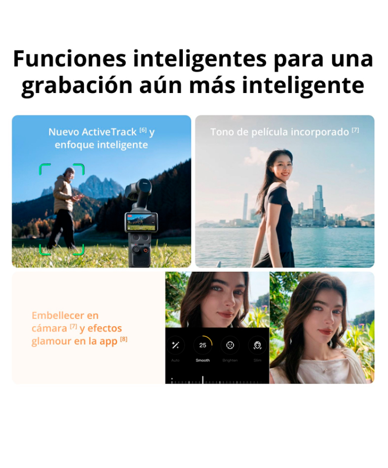Cámara Osmo Pocket 4 DJI Combo Estándar, Cámara para Videovlogs de Bolsillo, 1" CMOS y 4K/240 fps, Estabilización de 3 Ejes, Zoom 2x, Almacenamiento Interno 107 GB - Imagen 5