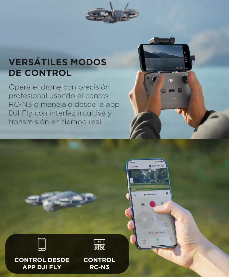 Drone DJI Neo 2 Control Remoto RC-N3 Combo Vuela Más 3 Baterías - Imagen 3