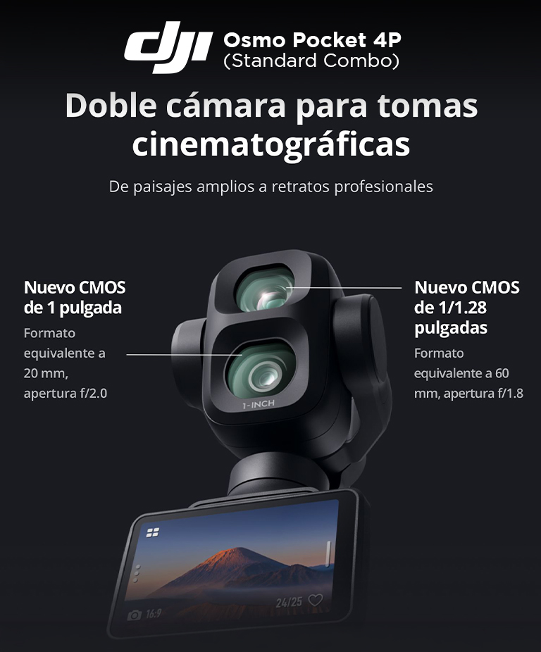 DJI Osmo Pocket 4P Standard Combo, Cámara Para Vlogs 4K, Doble Objetivo - Imagen 2